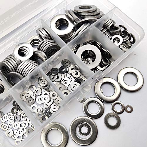 Flat Washer, Assorted Metal Washers, Washers Stainless Steel, Round Seal Washer Spacer, Sealing Gasket Washers Kit for Home, Automotive, Shop, Factories Repair - M2 M2.5 M3 M4 M5 M6 M8 M10/360 Pcs