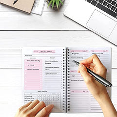 Weekly Planner Notebook, Undated A5 Planner Notebook Daily Planner To Do List Diary,Weekly Goals Planner with Habit Tracker 52 Weeks Planning for College Work Adhd Planner(Pink)