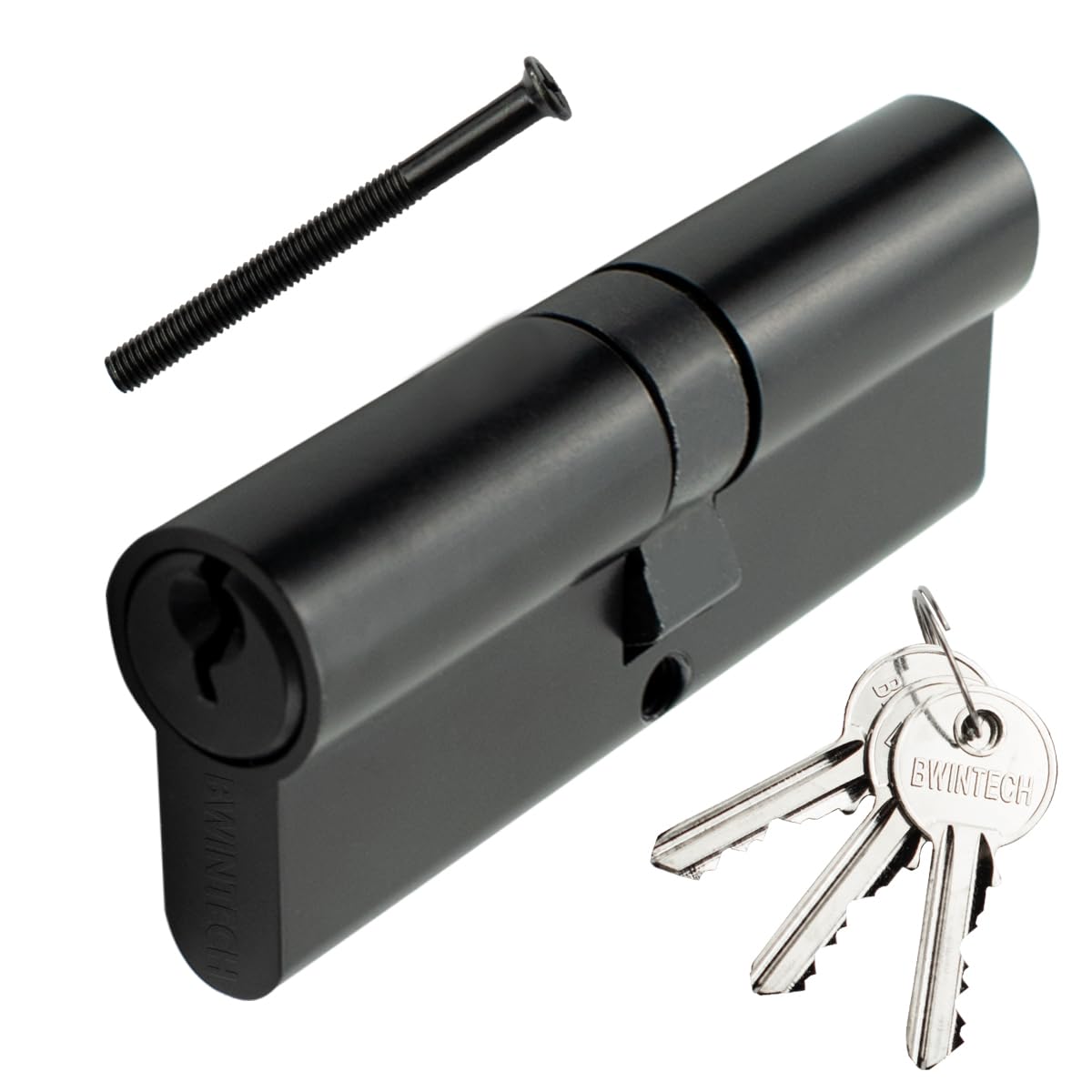 Bwintech 70mm(35/35) Black Euro Cylinder Lock,Door Barrel Lock,Key/Key with 3 Standard Keys,Anti-Pick,Anti-Bump,Anti Drill,High Security for UPVC,Wooden,Composite Doors