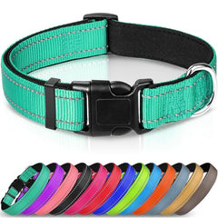 Joytale Dog Collar, Reflective Padded Neoprene Pet Collar, Adjustable Nylon Collars for Medium Dogs, M, Teal