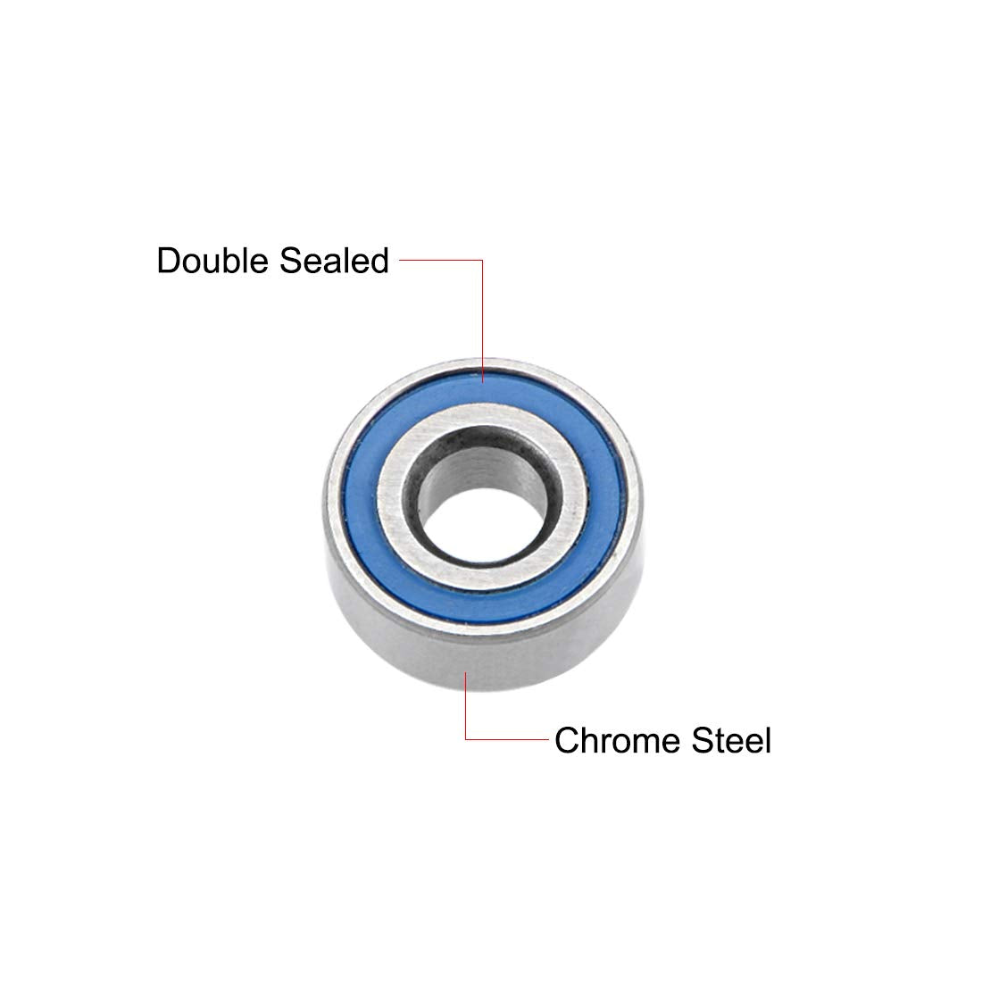 sourcing map MR104-2RS Deep Groove Ball Bearings 4mm Inner Dia 10mm OD 4mm Bore Double Sealed Chrome Steel Blue Seal Z2 10pcs