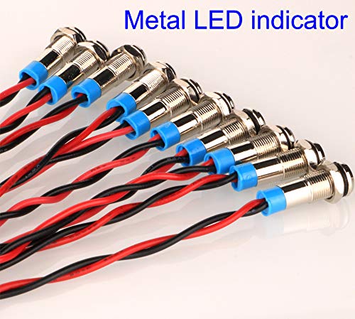 Gebildet 10Pcs 6mm 1/4 inches 230V/AC LED Metal Indicator Light Waterproof Signal Lamp (Red)