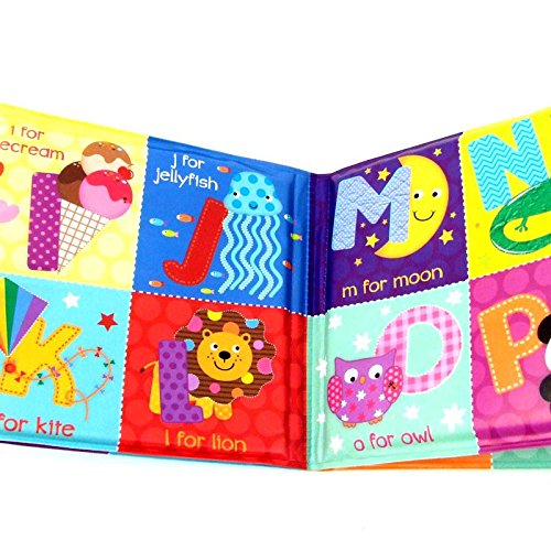 Set of 4 Baby Bath Books   First Words ABC Letters & Numbers   Plastic Coated & Padded   Floating Fun Educational Learning Toys for Toddlers & Kids