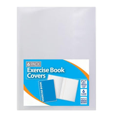 6 Pack 9 X 7 “Clear Exercise Book Covers Strong Plastic Protecting Sleeves Protector Cover Film Transparent Jacket, School Notebook (A5)