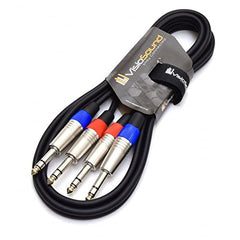 VisioSound 2 x 6.35mm 1/4 inches Stereo TRS Jack Balanced Twin Lead/Signal Audio Patch Cable 1.5m