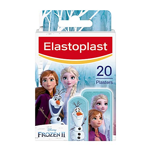 Elastoplast Disney Frozen Plasters, Assorted Sizes (20 Pieces), Coloured First Aid Plasters for Children, Kid’s Plasters with Frozen Designs, Various Sized Plasters, Skin-Friendly Plasters