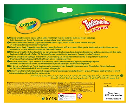 CRAYOLA Twistables Colouring Crayons - Assorted Colours (Pack of 24), Simply Twist for More Colouring Fun - No Need to Sharpen! Ideal for Kids Aged 3and