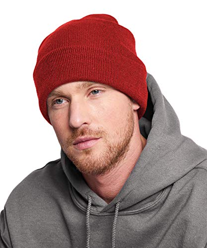 MKR Beanie Hat Men’s Women’s Unisex Warm Soft Knit Cuffed Winter Hat - Bright Red