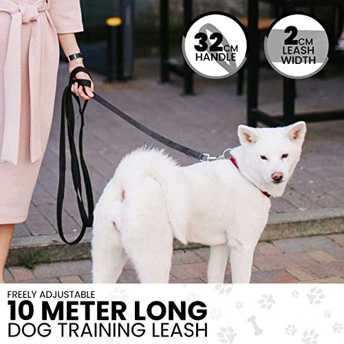 Loutep Training Lead for Dogs 3m 5m 10m 15m 20m 25m 30m Strong Nylon Rope Extra Long Line Dog Lead Leash with Padded Handle for Large Medium Small Puppy Recall Pet Walking Obedience Outdoor Play