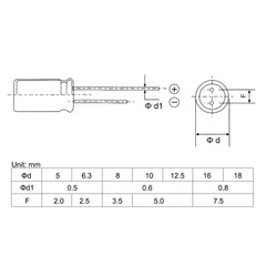 sourcing map 470uF 35V Capacitor, Aluminum Electrolytic Capacitors 105C High Temp 25pcs