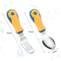 Vicloon Toddler Fork and Spoon, 4 Pcs Stainless Steel Baby Utensils Cutlery Set, Toddler Utensils Spoons Forks Self Feeding Learning Spoons, Children Flatware Weaning and Learning to Use