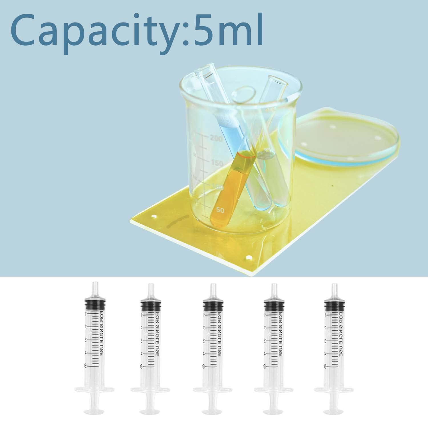 10Pcs 5ML Plastic Syringes, No Needle Syringe with Measurement Small Feeding Syringe Colostrum Syringes with Caps for Scientific Labs, Feeding Pets, Liquid Measuring or Refilling Multiple Uses Tools…