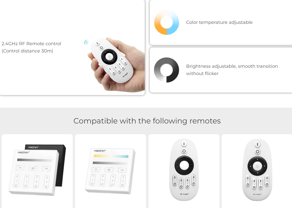 LIGHTEU®, Milight Miboxer 2 in 1 LED Controller 2.4GHz LED strip controller DC12V/24V Output Max. 12A, Support Push dim, E2-RF