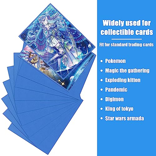 Homgaty 300 Pcs Standard Card Sleeves, Clear Deck Protectors Card Protector Sleeves for Pokemon,Trading Card,Magic (Blue)