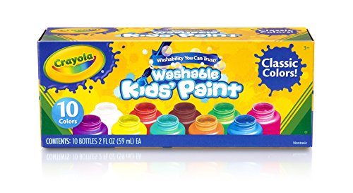 CRAYOLA Washable Paints - Assorted Colours (Pack of 10)   Perfect for Any Arts & Crafts Needs - Easily Washable   Ideal for Kids Aged 3and (Packaging may vary)