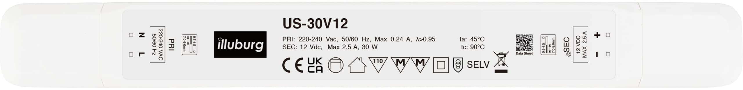 illuburg LED Driver 12V 30W Slim Flickerfree for LED Strip Spot Light LED Power Supply Transformer