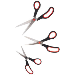 D.RECT - SG-Mix 160 mm/210 mm/250 mm   Stainless Steel Cutting Scissors for Paper and Tapes   Rubber Handle, School Scissors for Use in Home and Office   Pack of 3 SG-Mix 160mm/210mm/250mm, 800007