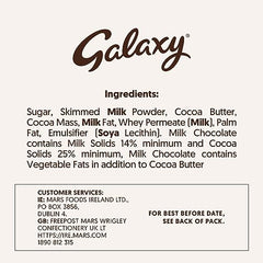 Galaxy Smooth Milk Chocolate Bar, Chocolate Gift, Sharing Bar, 180g