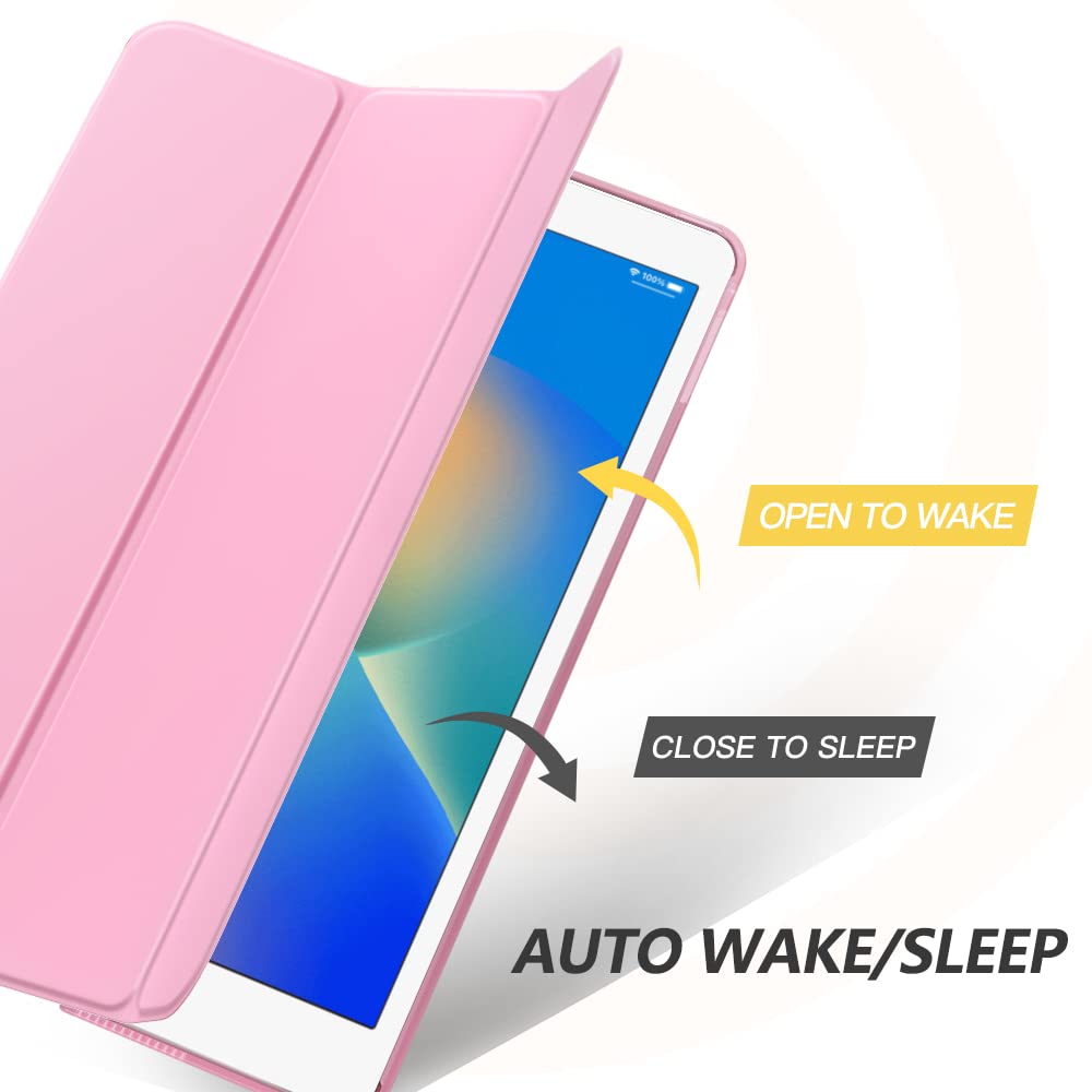 MoKo Case for iPad 10.2 iPad 9th Generation 2021/ iPad 8th Generation 2020/ iPad 7th Generation 2019, Slim Stand Hard Back Shell Smart Cover Case for iPad 10.2 inch, Auto Wake/Sleep, Flowers Pink