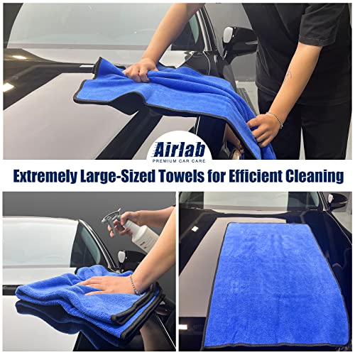 Airlab Microfibre Cloth Extra Large XXL 90x60cm, Dual-Sided Car Drying Towels 500GSM, Super Absorbent Ultra Soft Cleaning Cloths for Auto Detailing, Motorcycles Polishing, Vehicles Washing