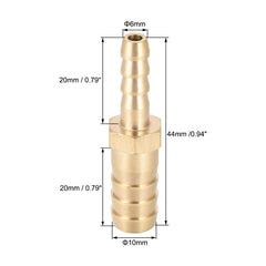 sourcing map Straight Brass Barb Fitting Reducer, Fit Hose ID 10mm to 6mm