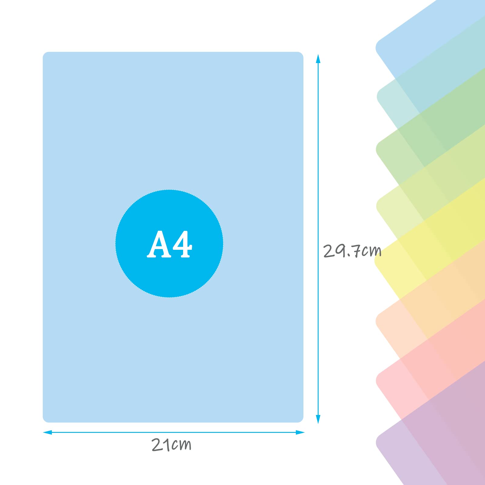 Wendergo 8x A4 Colour Overlays for Dyslexia, Dyslexia Reading Overlays Aid, Light Coloured Plastic Guided Reading Overlays for Dyslexia, ADHD, Irlens Syndrome, Reduce Visual Stress