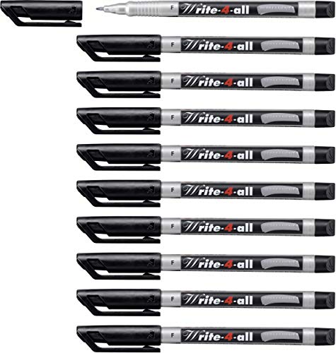 Permanent Marker Pen - STABILO Write-4-all - Fine - Pack of 10 - Black