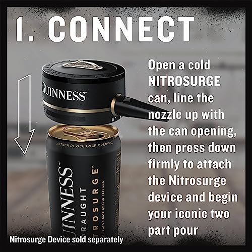 Guinness Draught│Nitrosurge│Stout Beer│4.1% vol│4x558ml│Perfect Pub Pour At Home│Guinness Six Nations│Ready for Rugby│Cans