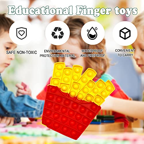 Cykapu Bubble Poppet Fidget Toy, Silicone Rainbow Push Pop Fires Fidget Sensory Toy, Popping Fidget Stress Autism Relief Toy for Parent-Child, Friends, Gift, Party(French fries)