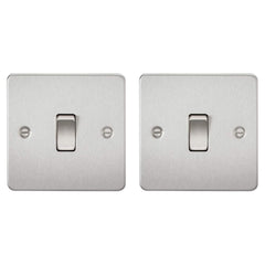 Knightsbridge FP2000BC Flat Plate 2 Way Switch, Brushed Chrome, 10AX, 1G (Pack of 2)