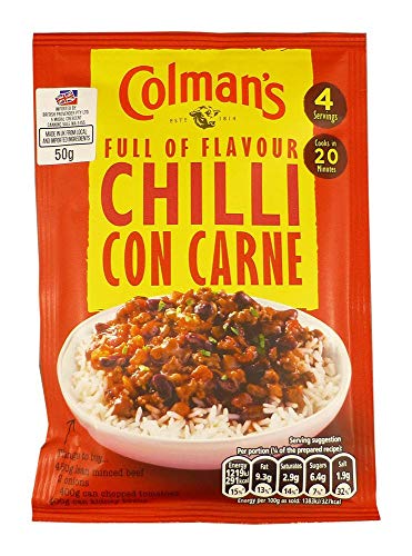 Colman's Chilli Con Carne Recipe Mix perfect with white rice quick to prepare chilli mix 50 g (Pack of 2)