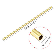 sourcing map Brass Round Tube, 300mm Length 9.5mm OD 1mm Wall Thickness, Seamless Straight Pipe Tubing