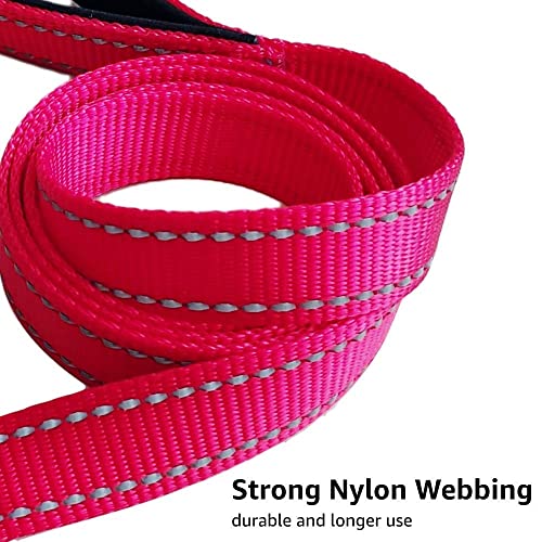 Beshine Padded Handle Dog Lead, 1.2m x 2.5cm Durable Reflective Nylon Dog Leash for Large, Medium Dogs, Red