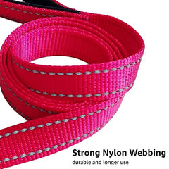 Beshine Padded Handle Dog Lead, 1.2m x 2.5cm Durable Reflective Nylon Dog Leash for Large, Medium Dogs, Red