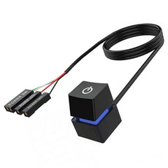 Desktop Switch Desktop Computer Power Switch External Remote Start PC Motherboard Power On Off Switch Button Extension Cable(Shell: black, light: color gradient)