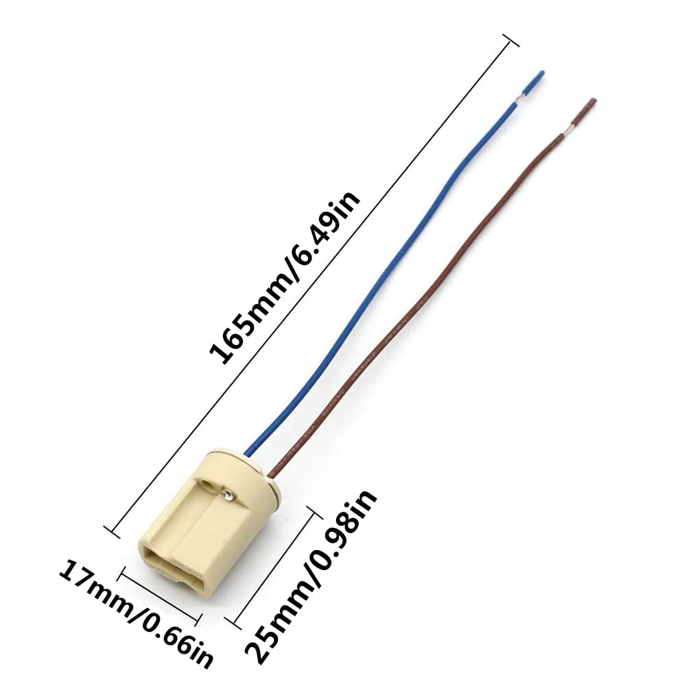 OMIGA 10 Piece G9 Lamp Socket Ceramic Base with 0.5mm² 15 cm Lamp Holder Teflon Wire Socket Halogen Lamps Holders for LED G9 Halogen Light Bulbs at Home (250V/2A)