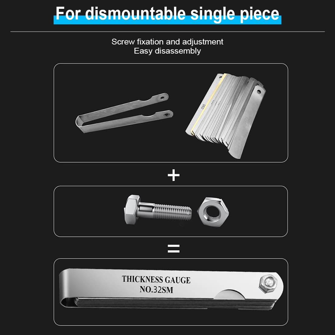 Feeler Gauges, 32 Blades 0.04-0.88 mm (0.0015-0.035 Inch) Thickness Gauge Stainless Steel Feeler Gauge Imperial And Metric Measuring Tool, Filler Gauge, For Measuring Gap Width.