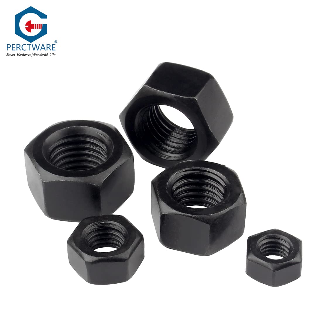 M5(5mm) Iron Black Hex Nut for Bolts & Screws Full Nuts with Coarse Thread DIN 934(Pack of 20)