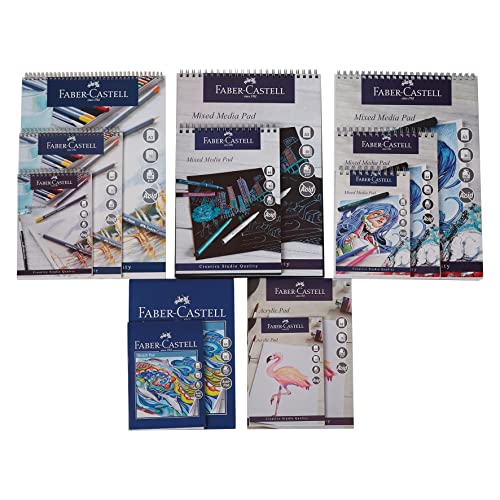 Faber-Castell Creative Studio Sketch Pad, A4, Acid Free Gummed Paper Pad 100 GSM, 50 Sheets for Graphite, Coloured Pencils, Charcoal, Sketching, Arts, Craft, Home and School