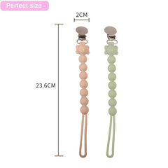 Mam Dummy Clip,2 Pcs BPA Free Dummy Clips Special Food Grade Silicon Pacifier Clips Fits All Pacifiers Newborn Essentials Soft Flexible Soother Chains Clips for Boys and Girls(Pink Green)