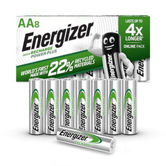 Energizer Rechargeable Battery AA Pack, Recharge Power Plus, 8 Pack, Rechargeable Batteries