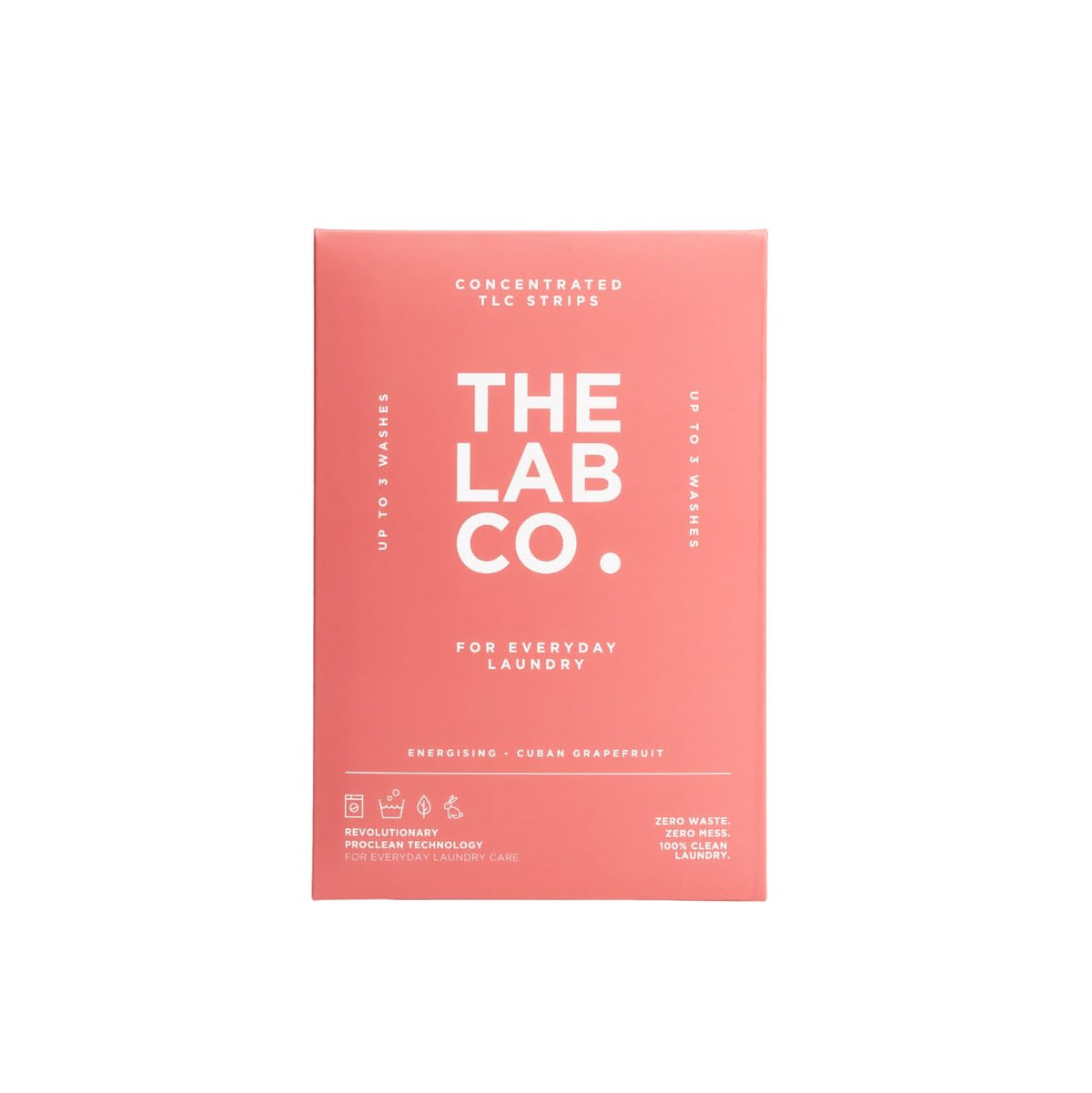 The Lab Co. Non-Bio Laundry Detergent Strips Sample Pack. Perfect for washing on holiday. Pack of 3 Strips. Travel Pack 3 Loads (Energising - Cuban Grapefruit)