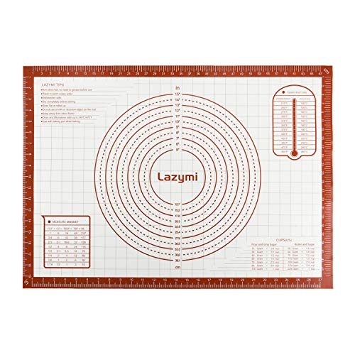 Lazymi Extra Large Silicone Pastry Rolling Mat Sheet with Measurement 71×51cm, Non-Slip Silicon Dough Kneading Board, Non Stick for Fondant Icing Cake Pizza Bread Baking (Red)