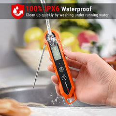 ThermoPro TP03H Meat Thermometers with Foldable Food Temperature Probe, IPX6 Waterproof Food Thermometer with Calibration Lock Function Backlight LCD Screen Cooking Thermometer for Oil Candy Milk Jam