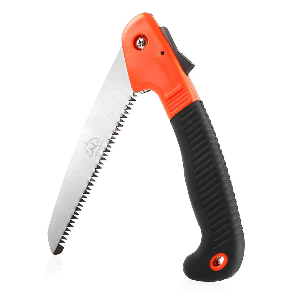 WISDOMLIFE Folding Pruning Saw, Premium Folding Hand Saw with Secure Lock Comfort Soft Grip for Garden or Tree Pruning, Camping, Wood Working, Rugged Durable Trimmer