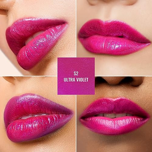 Oulac Ultra Violet Lipstick - Moisture Shine Purple Lipstick, Tinted Lip Balm for Dry Lips, Medium Coverage Lip Colour   Juicy Look, Glossy Finish, Vegan, Cruelty-Free, (S2) Ultra Violet