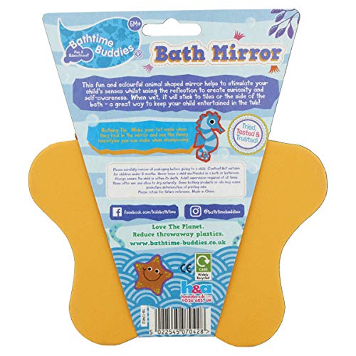 Bathtime Buddies Bath Mirrors, Baby Bath Toys, Fun & Educational, 6and Months, Steggy and Spike the Dinosaurs, 2 PACK, Purple & Yellow, Small