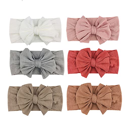 Yueshop Baby Headbands 6PCS Bow Knot Newborn Headband Super Soft Flexibility Nylon Hair Band with Six Colors Great for Baby Photography Props Accessories