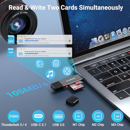 KiWiBiRD USB C Card Reader, Micro SD to Type C USB 3.0 OTG SD Card Adapter for SDHC SDXC Micro SDXC UHS-I Cards Compatible with MacBook Air, MacBook Pro, iPad Pro Air, Mac, Galaxy S22/S23, Surface