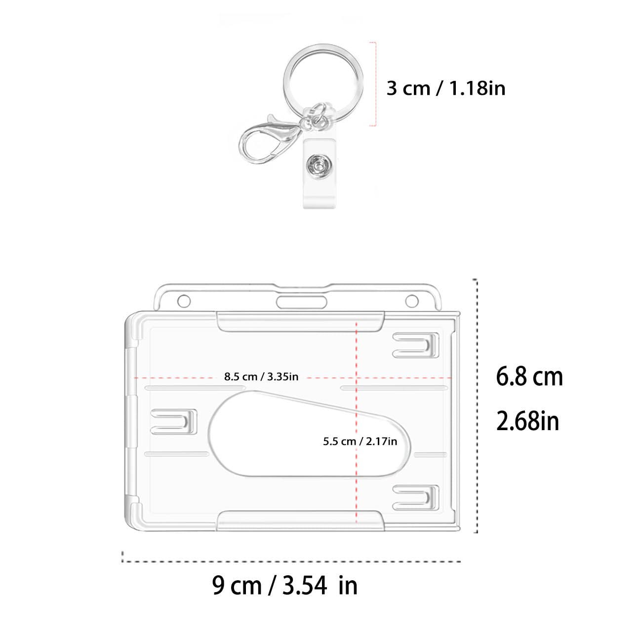 ID Card Holders, 4 pcs Hard Clear Badge Holder, ID Card Holder for Office,School, ID Credit Cards,ID Clip,Pass Holder (A4 - Set)